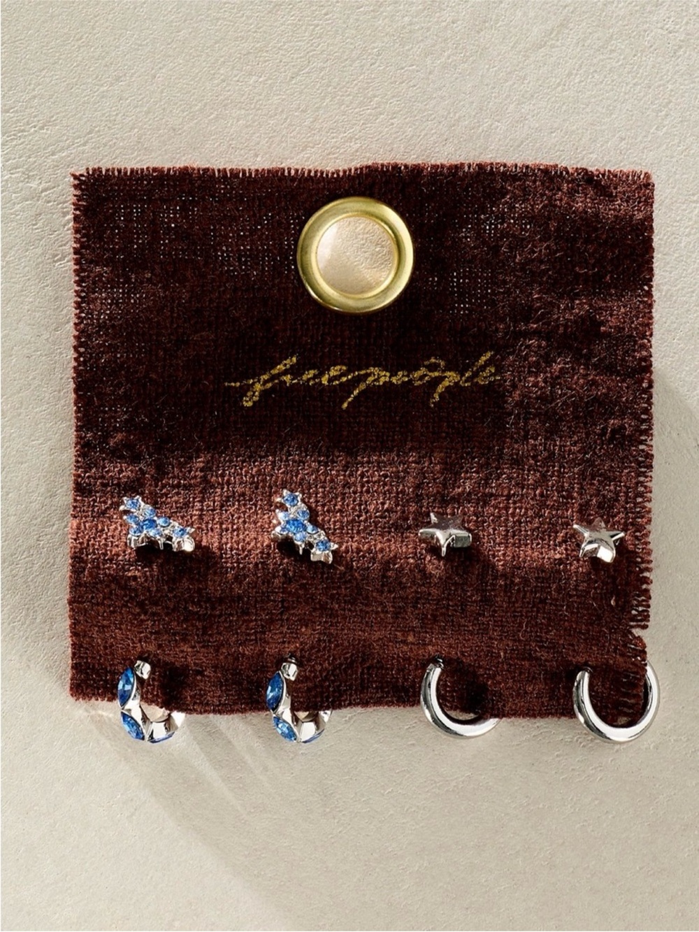 Free People stardust waterproof Earrings with Blue Crystal